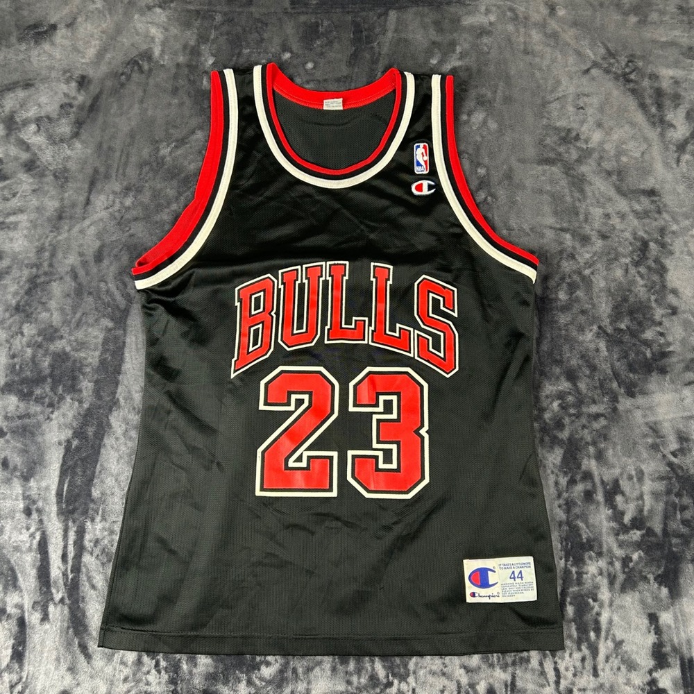 Champion Basketball Jersey Mens 44 Black Michael Jordan Chicago Bulls 23 NBA